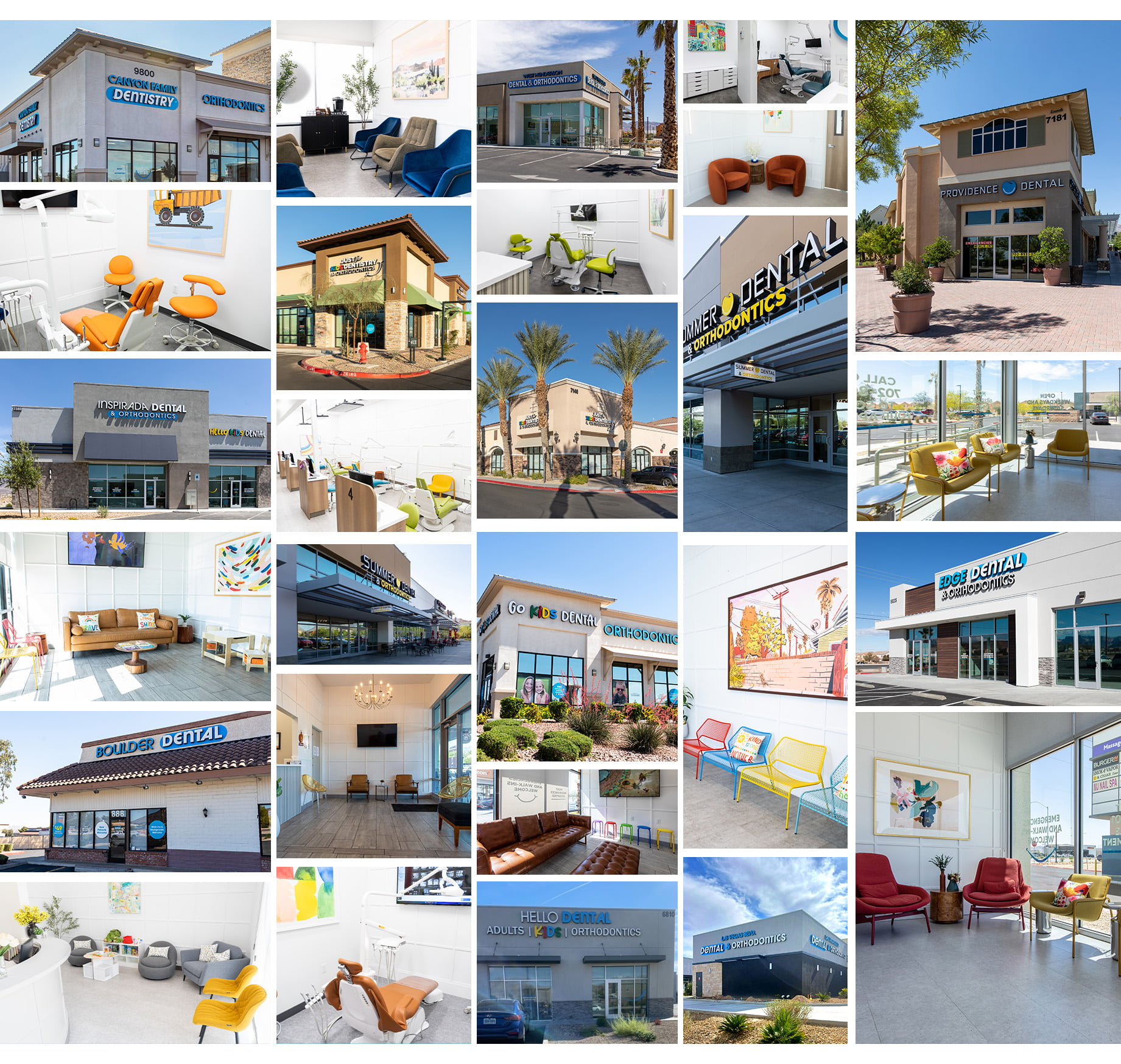A collage of Good Doc Dental offices, highlighting diverse services offered
